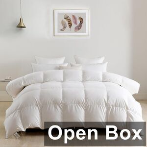 DWR Heavyweight Down Feather Fibers Comforter, Queen Size, White